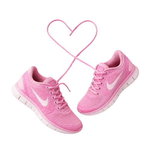 RTA - roze hardloopschoenen met veters in een hart